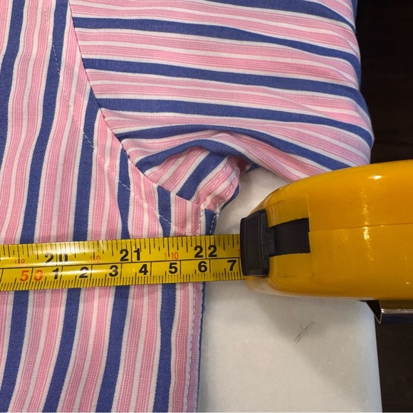 Lacoste Striped Shirt Men's Large Pink & Blue Stripes Pocket Logo Cotton - Picture 7 of 10